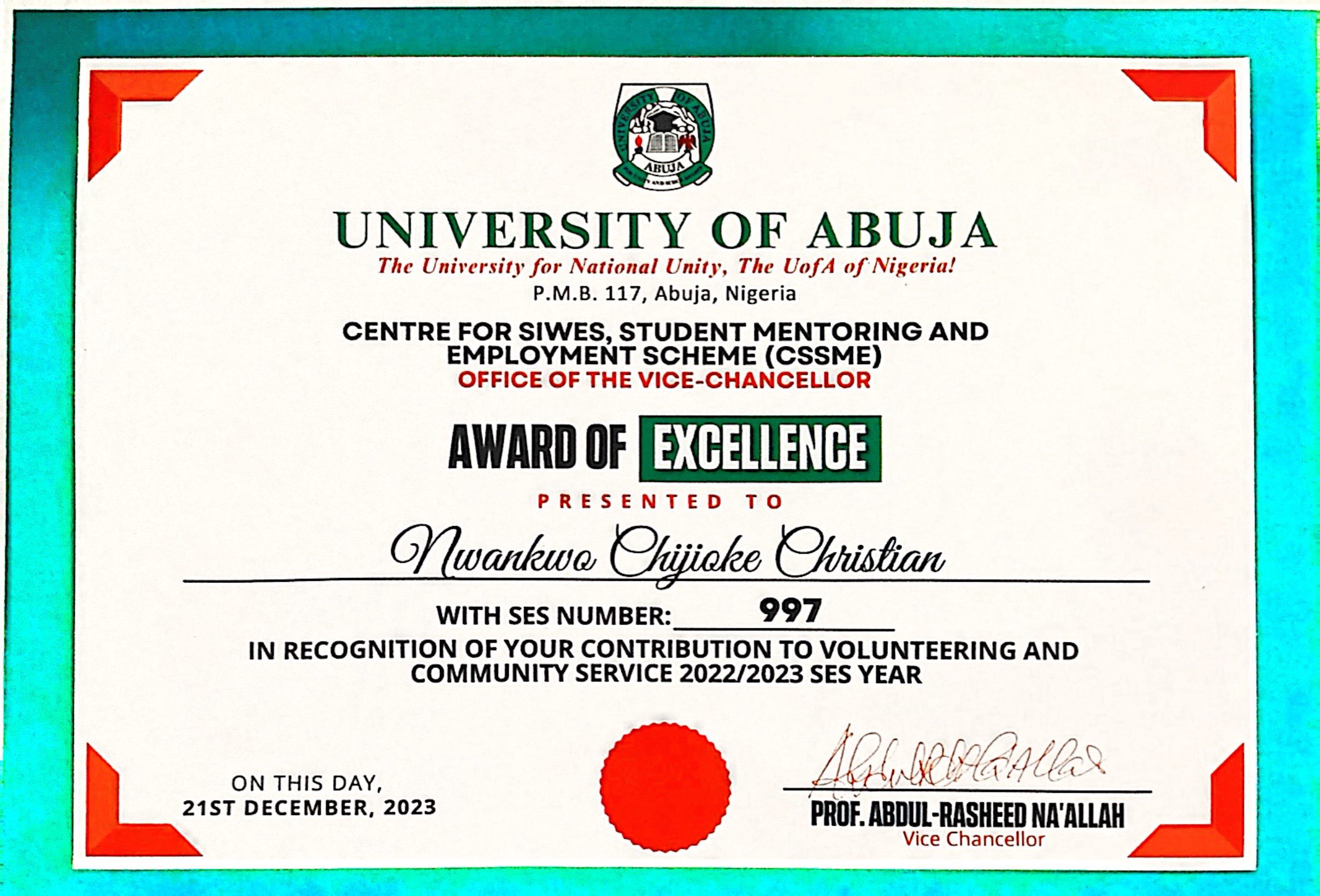 Community Service Award